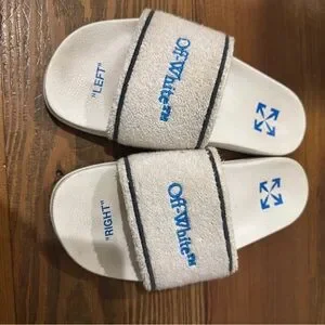 Off-White | Shoes | Offwhite White Slides With Blue Logo  display picture 3